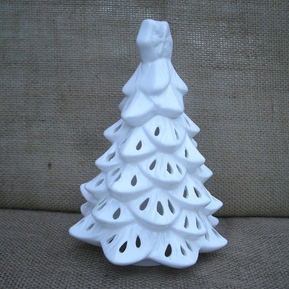 Vintage Handmade Ceramic Holiday Tree Candle Lamp - Picture 4 of 15